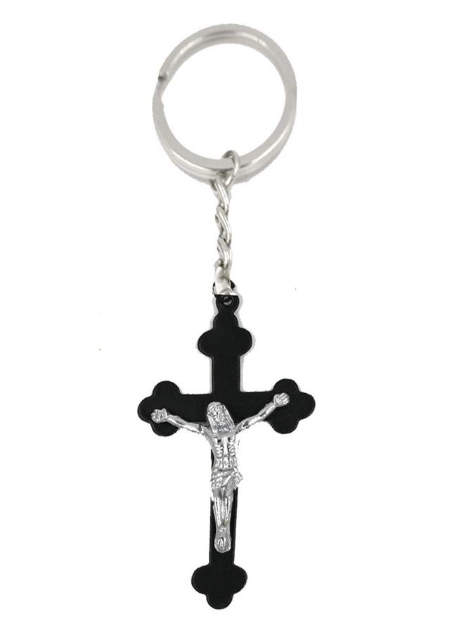 AFH Holly Jesus Holy Cross Religious Black Silver Decorative Key Chain for Men and Women - Image 1